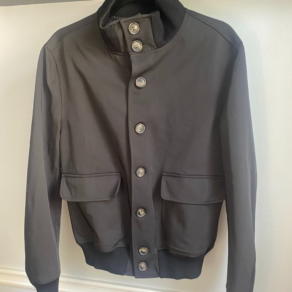 BETWOIN BLACK BUTTON UP BOMBER JACKET SIZE 48 MADE IN ITALY